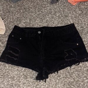 SHEIN Black Ripped Jean Shorts